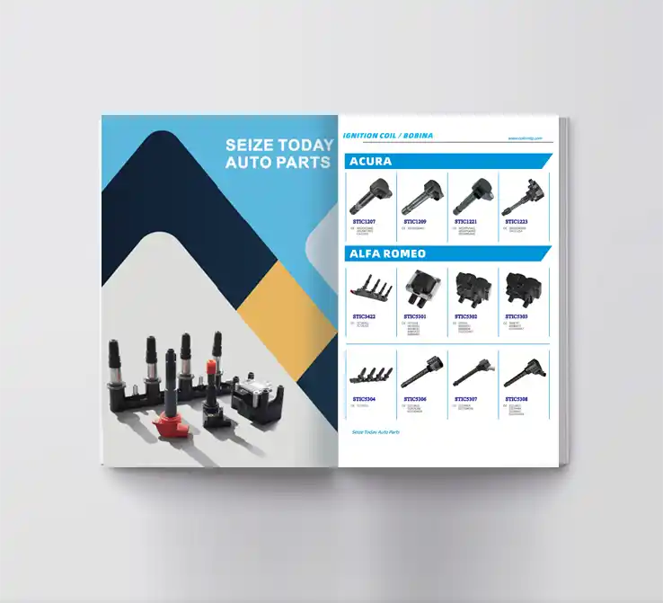 Open printed product catalog showing IGNX ignition components